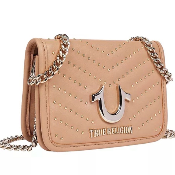 True Religion Beige Crossbody Bag with Gold Accents - Picture 2 of 8